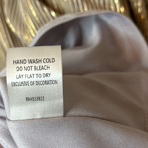 See And Be Seen Gold Micro Pleat Faux Wrap Maxi Dress - Picture 10 of 12